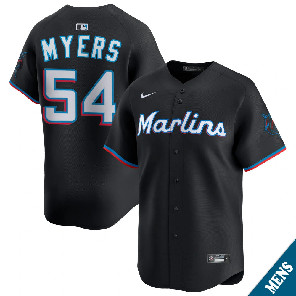 Men's Miami Marlins Dane Myers #54 Black Alternate Limited Jersey