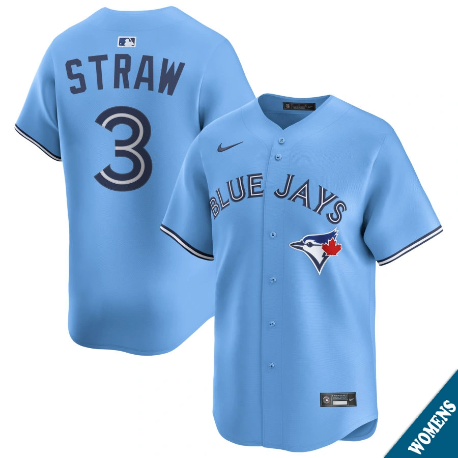 Women's Toronto Blue Jays Myles Straw #3 Light Blue Alternate Limited Jersey