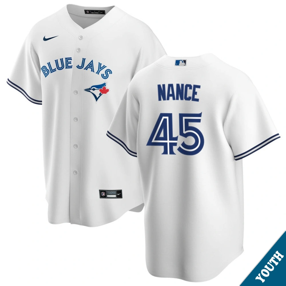 Youth Toronto Blue Jays Tommy Nance #45 Home White Replica Jersey