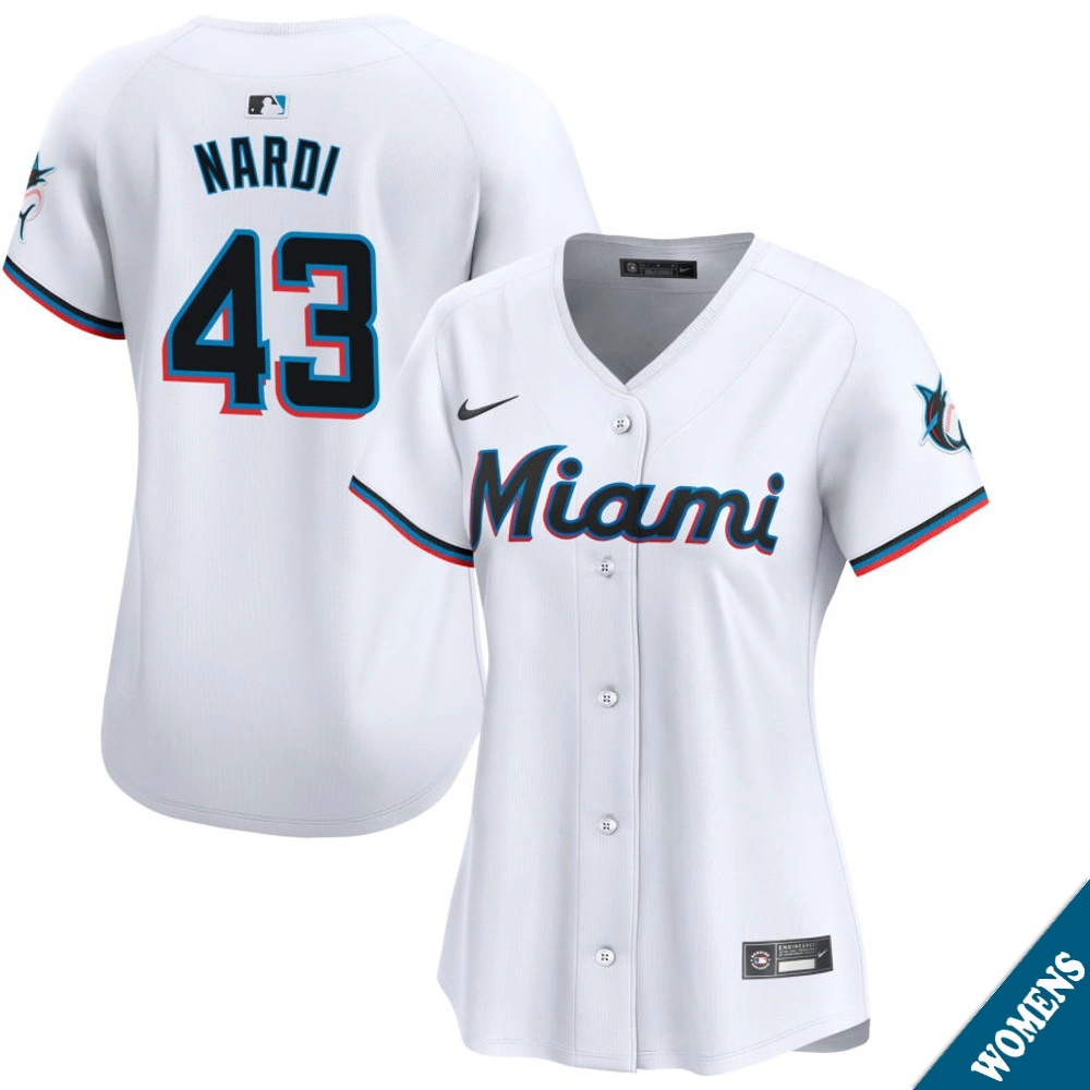 Women's Miami Marlins Andrew Nardi #43 Home White Limited Jersey