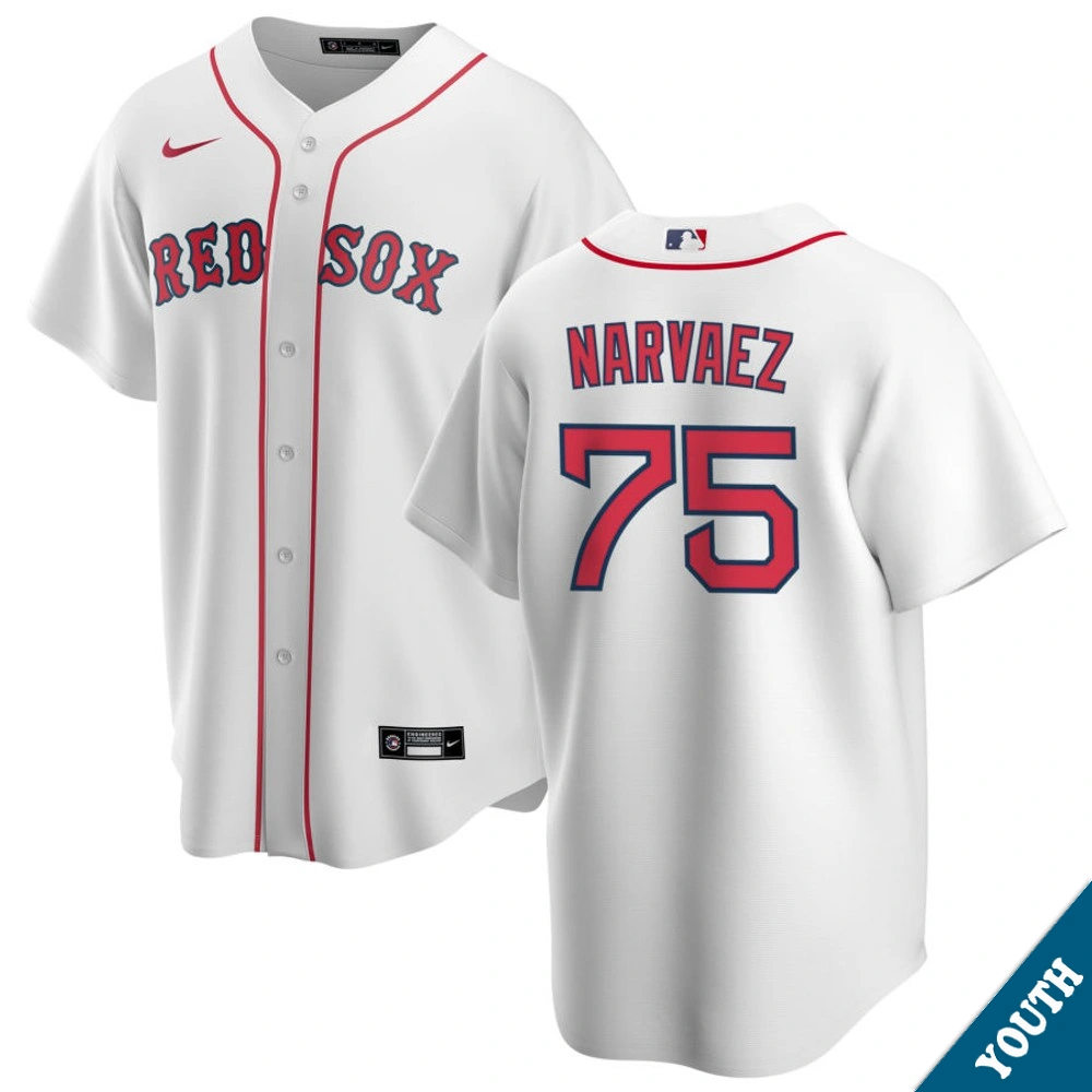 Youth Boston Red Sox Carlos Narvaez #75 Home White Replica Jersey Youth Boston Red Sox Carlos Narvaez #75 Home White Replica Jersey