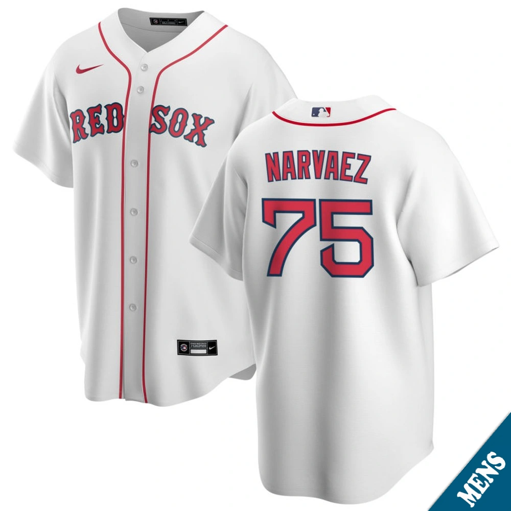 Men's Boston Red Sox Carlos Narvaez #75 Home White Replica Jersey Men's Boston Red Sox Carlos Narvaez #75 Home White Replica Jersey