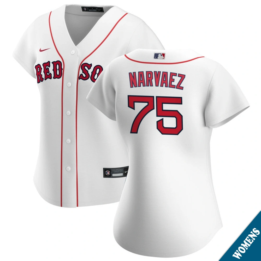 Women's Boston Red Sox Carlos Narvaez #75 Home White Replica Jersey Women's Boston Red Sox Carlos Narvaez #75 Home White Replica Jersey