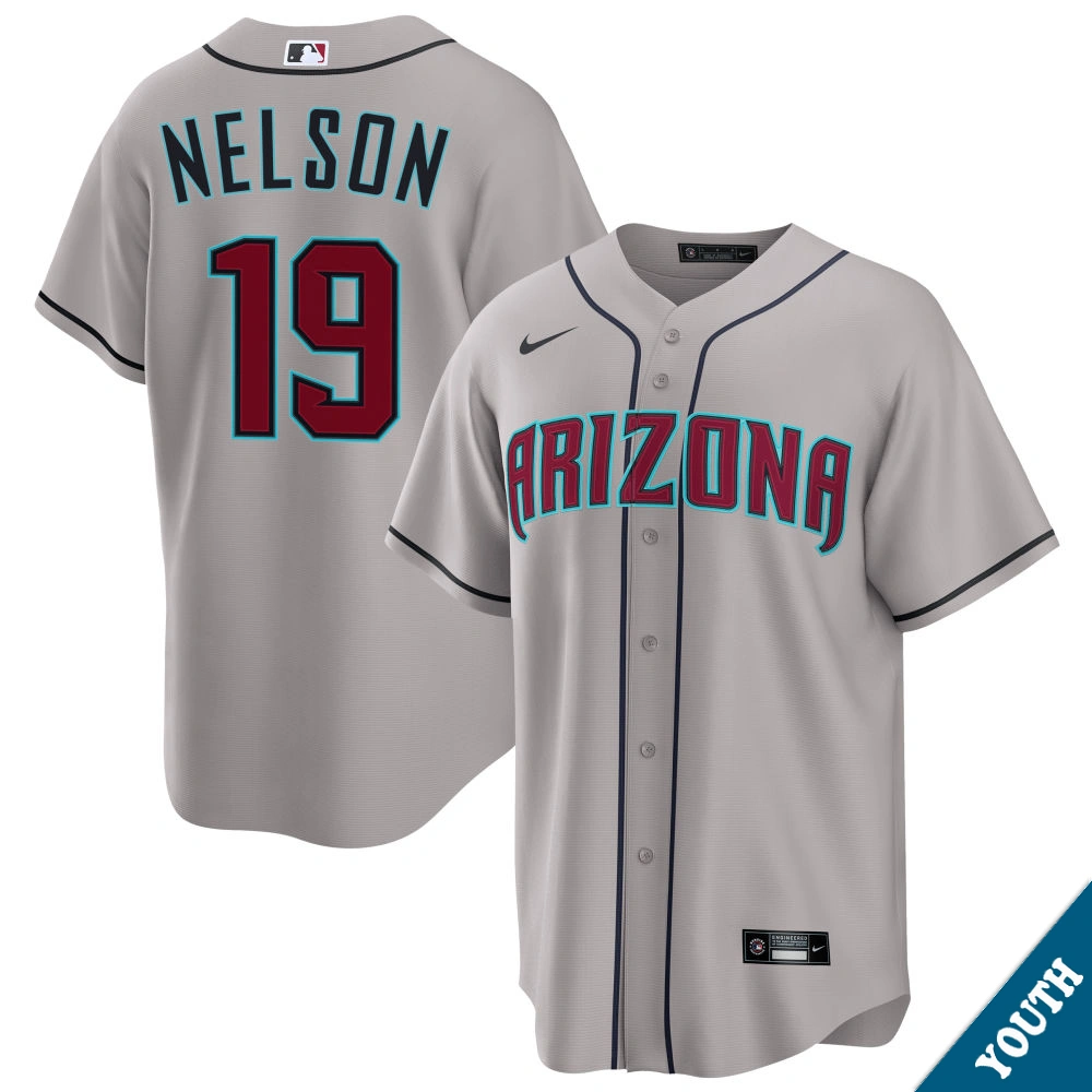 Youth Arizona Diamondbacks Ryne Nelson #19 Gray Road Replica Jersey