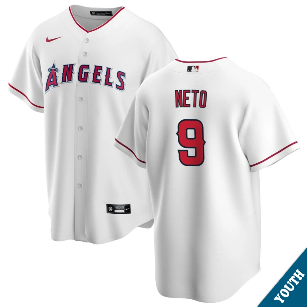 Youth Los Angeles Angels Zach Neto #9 Home White Replica Jersey