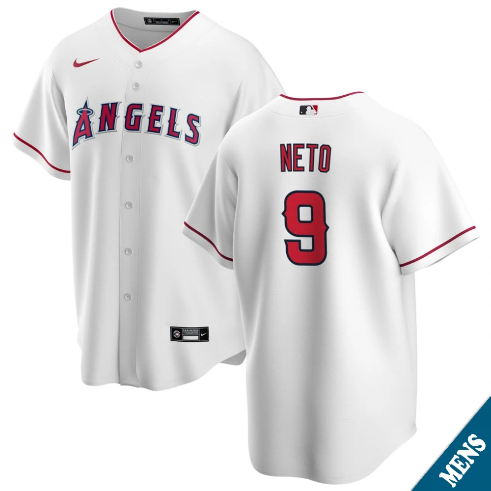 Men's Los Angeles Angels Zach Neto #9 Home White Replica Jersey