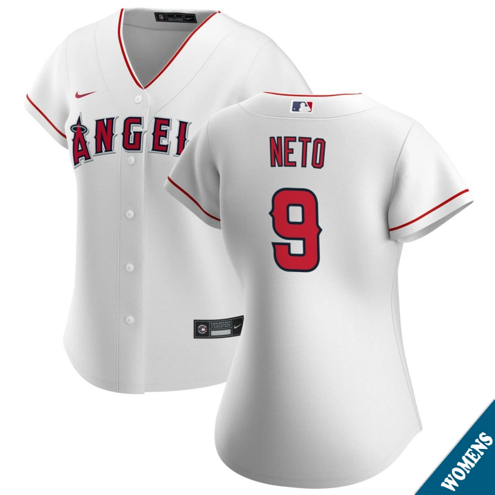 Women's Los Angeles Angels Zach Neto #9 Home White Replica Jersey