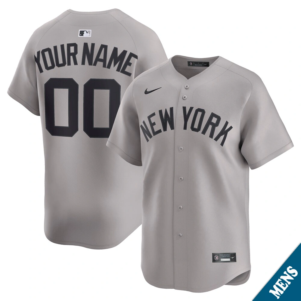 Men's New York Yankees Custom Gray Away Limited Jersey