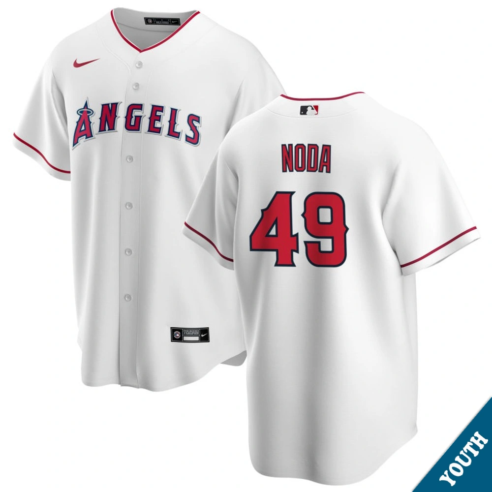 Youth Los Angeles Angels Ryan Noda #49 Home White Replica Jersey