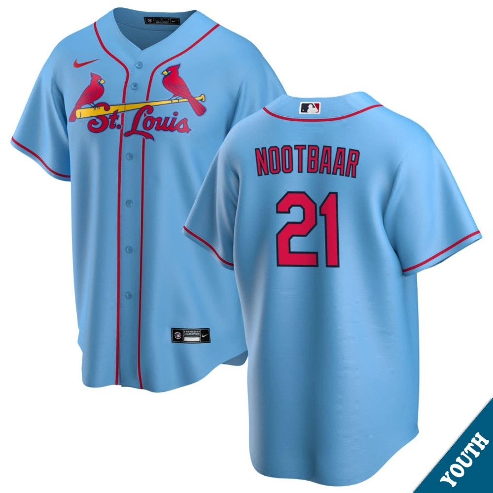 Youth St. Louis Cardinals Lars Nootbaar #21 Light Blue Alternate Replica Jersey