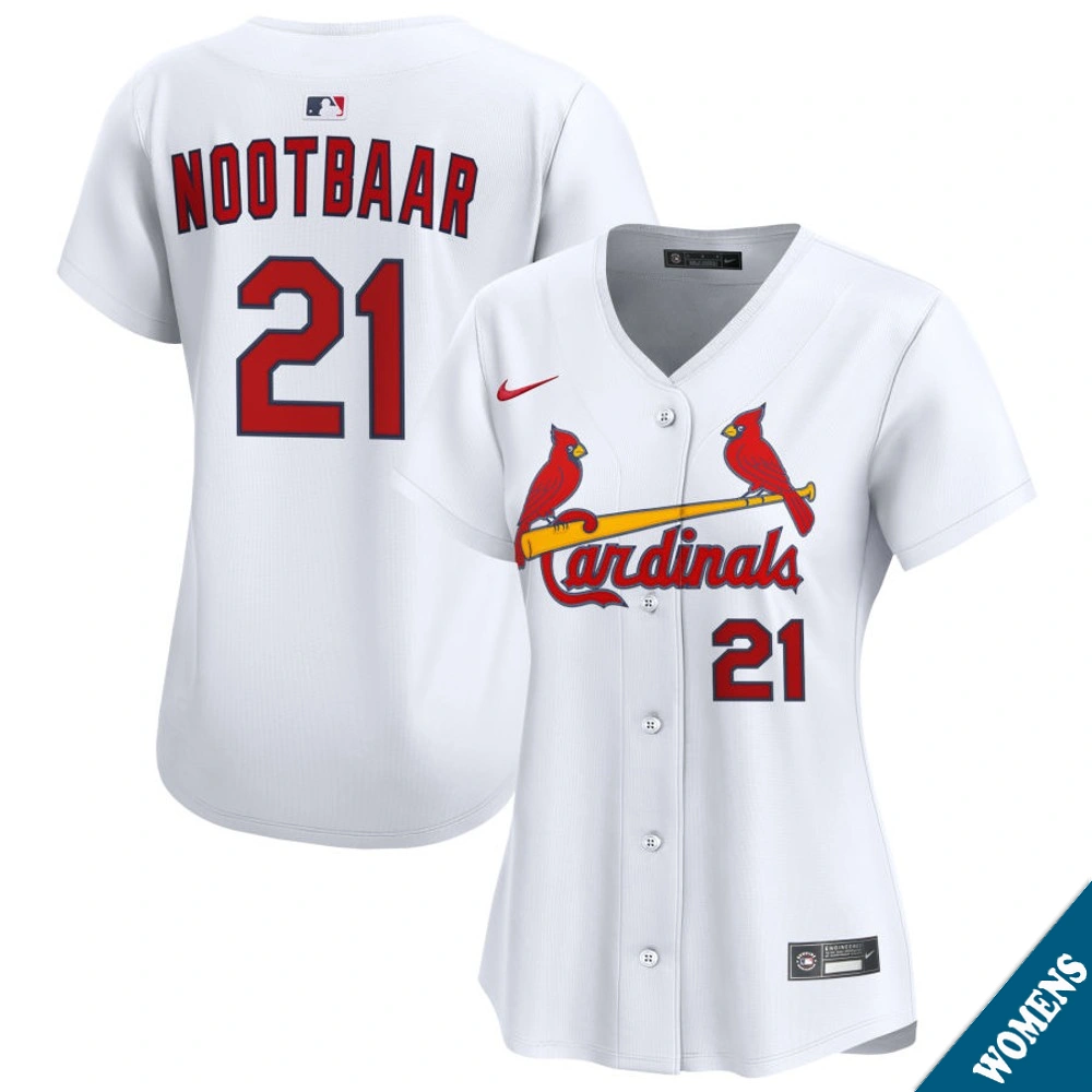 Women's St. Louis Cardinals Lars Nootbaar #21 Home White Limited Jersey Women's St. Louis Cardinals Lars Nootbaar #21 Home White Limited Jersey