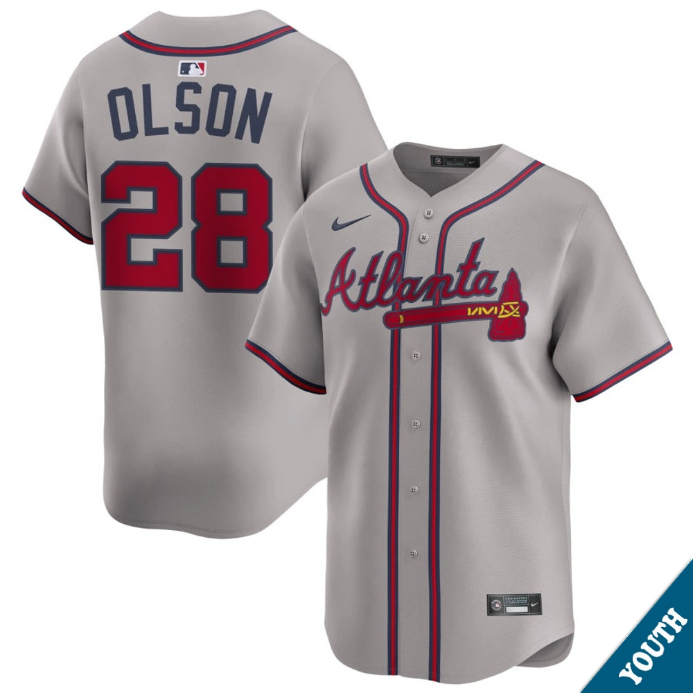 Youth Atlanta Braves Matt Olson #28 Gray Away Limited Jersey
