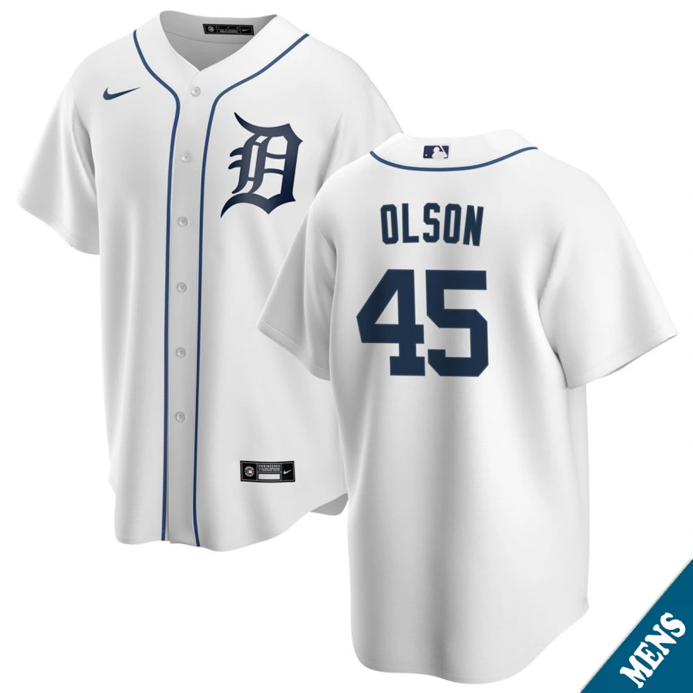 Men's Detroit Tigers Reese Olson #45 Home White Replica Jersey