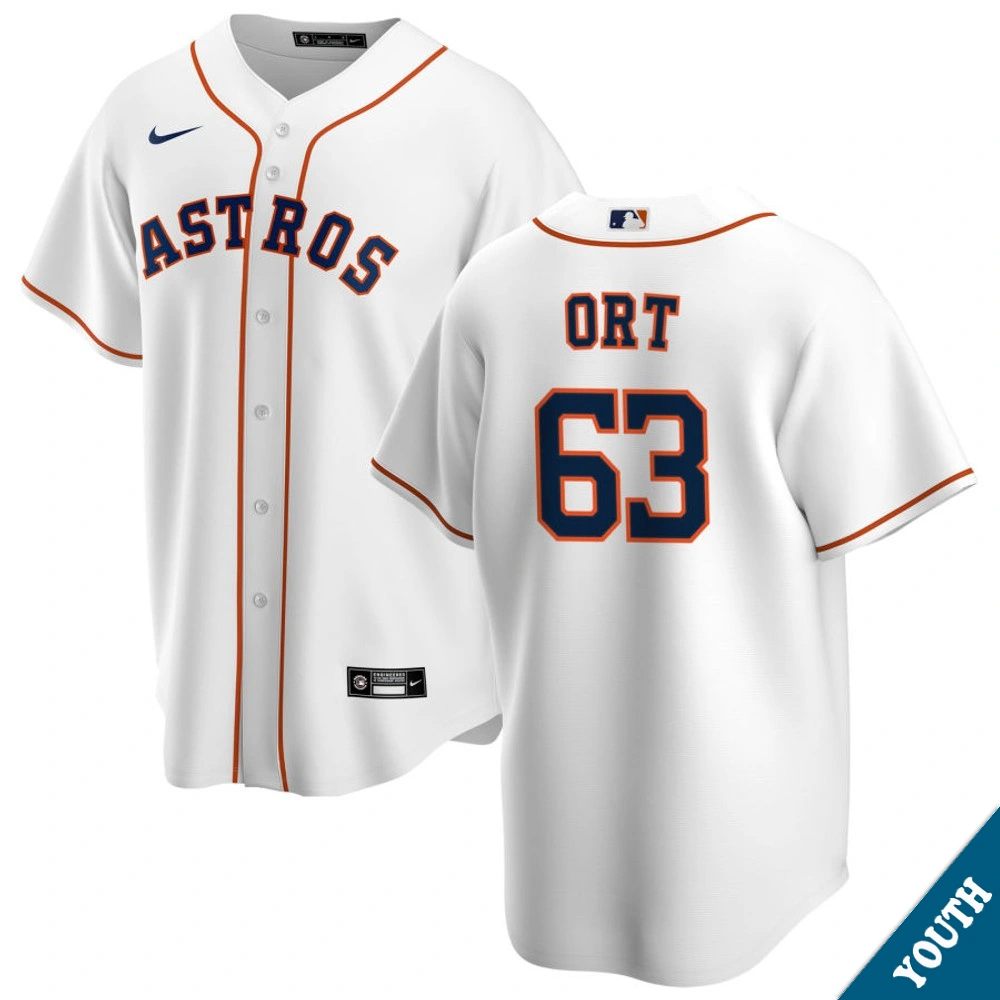 Youth Houston Astros Kaleb Ort #63 Home White Replica Jersey