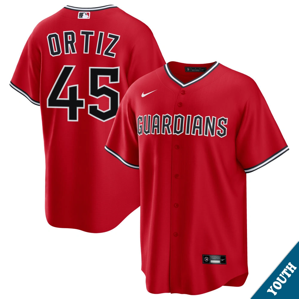 Youth Cleveland Guardians Luis L. Ortiz #45 Red Alternate 2 Replica Jersey