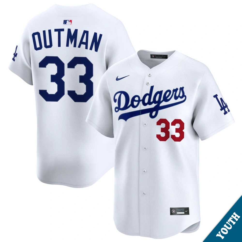 Youth Los Angeles Dodgers James Outman #33 Home White Limited Jersey