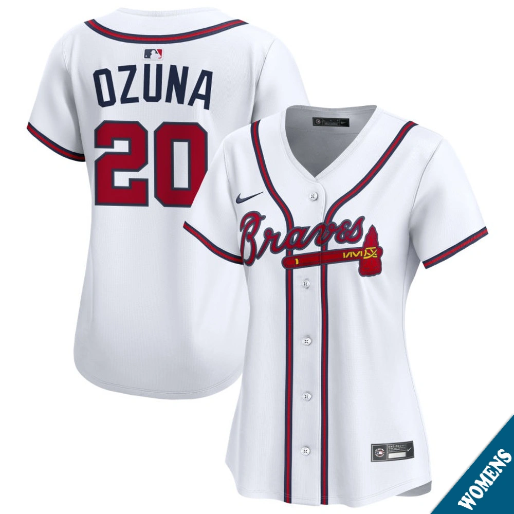 Women's Atlanta Braves Marcell Ozuna #20 Home White Limited Jersey