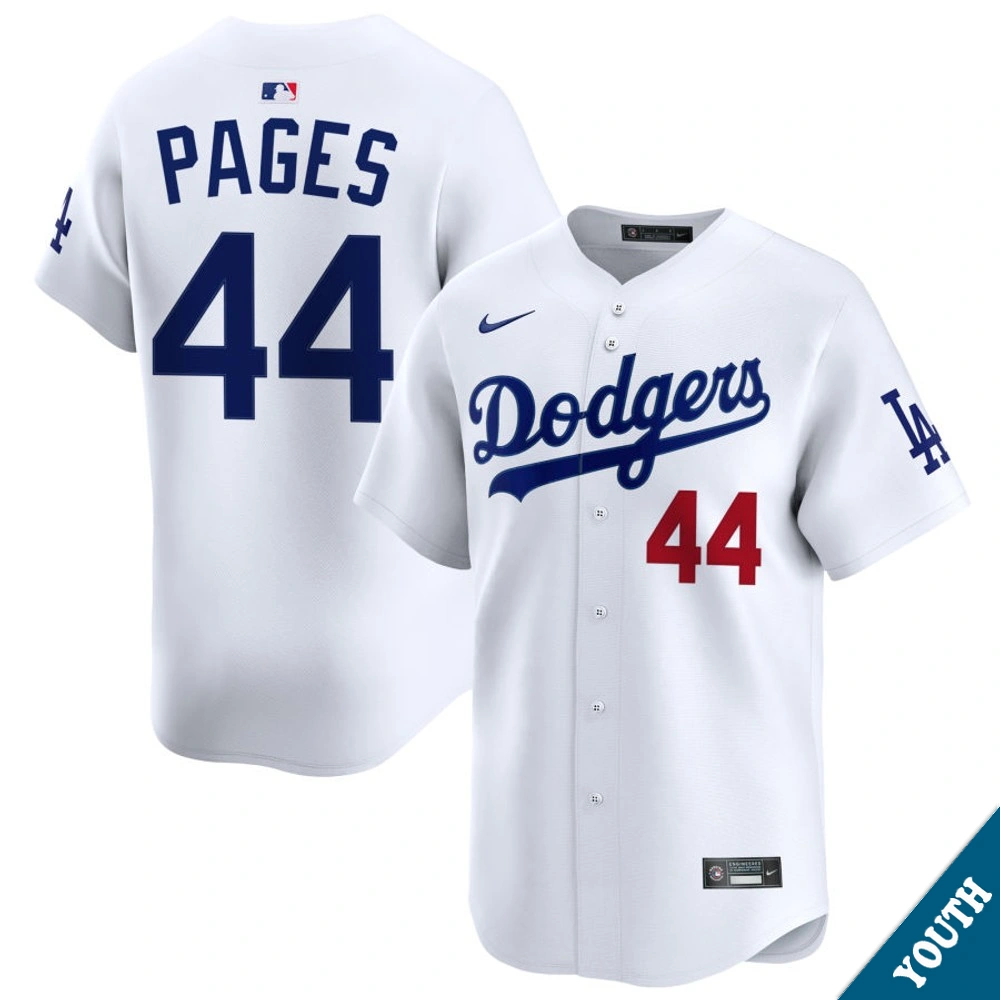 Youth Los Angeles Dodgers Andy Pages #44 Home White Limited Jersey