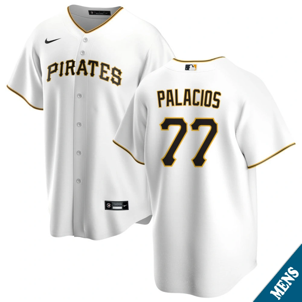 Men's Pittsburgh Pirates Joshua Palacios #77 Home White Replica Jersey Men's Pittsburgh Pirates Joshua Palacios #77 Home White Replica Jersey