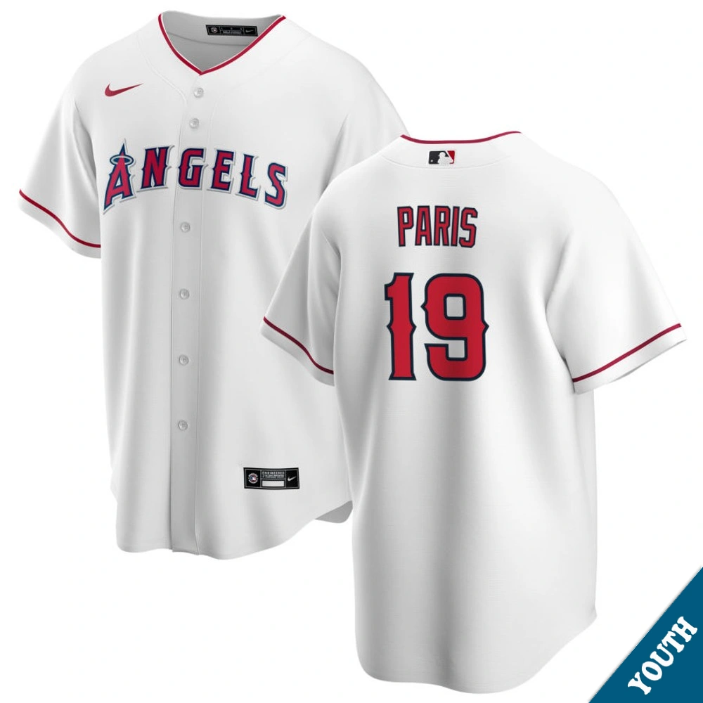 Youth Los Angeles Angels Kyren Paris #19 Home White Replica Jersey