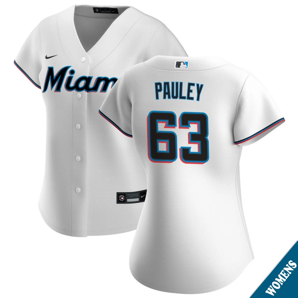 Women's Miami Marlins Graham Pauley #63 Home White Replica Jersey