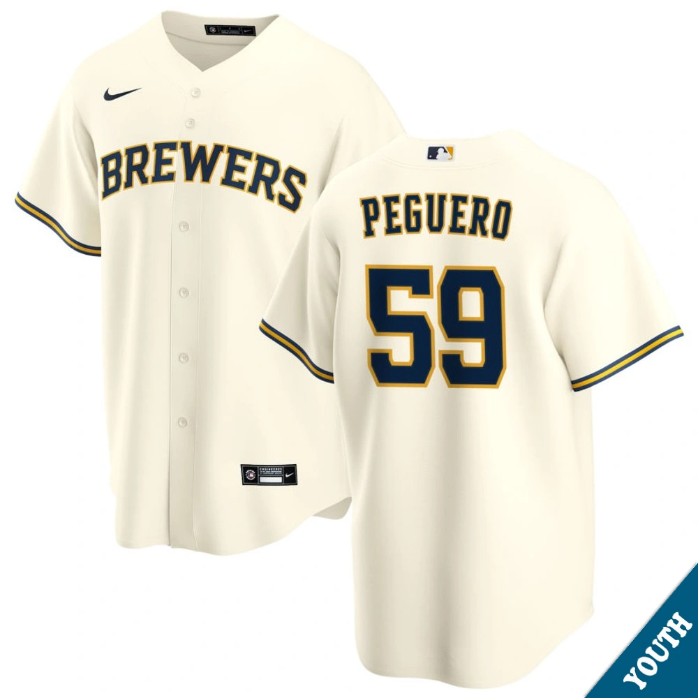 Youth Milwaukee Brewers Elvis Peguero #59 Home Cream Replica Jersey Youth Milwaukee Brewers Elvis Peguero #59 Home Cream Replica Jersey