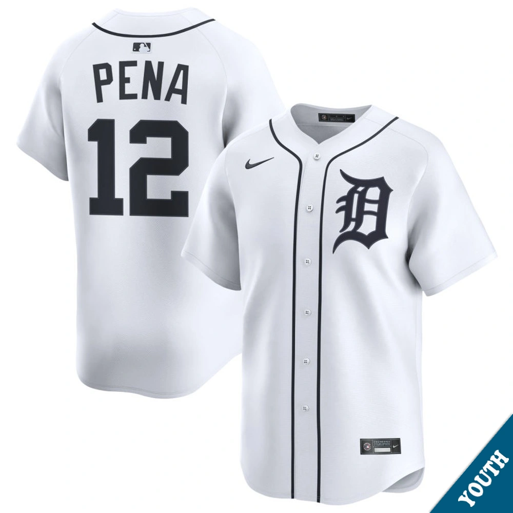 Youth Detroit Tigers Carlos Pena #12 Home White Limited Former Player‌ Jersey