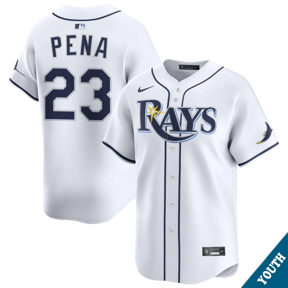 Youth Tampa Bay Rays Carlos Pena #23 Home White Limited Former Player‌ Jersey