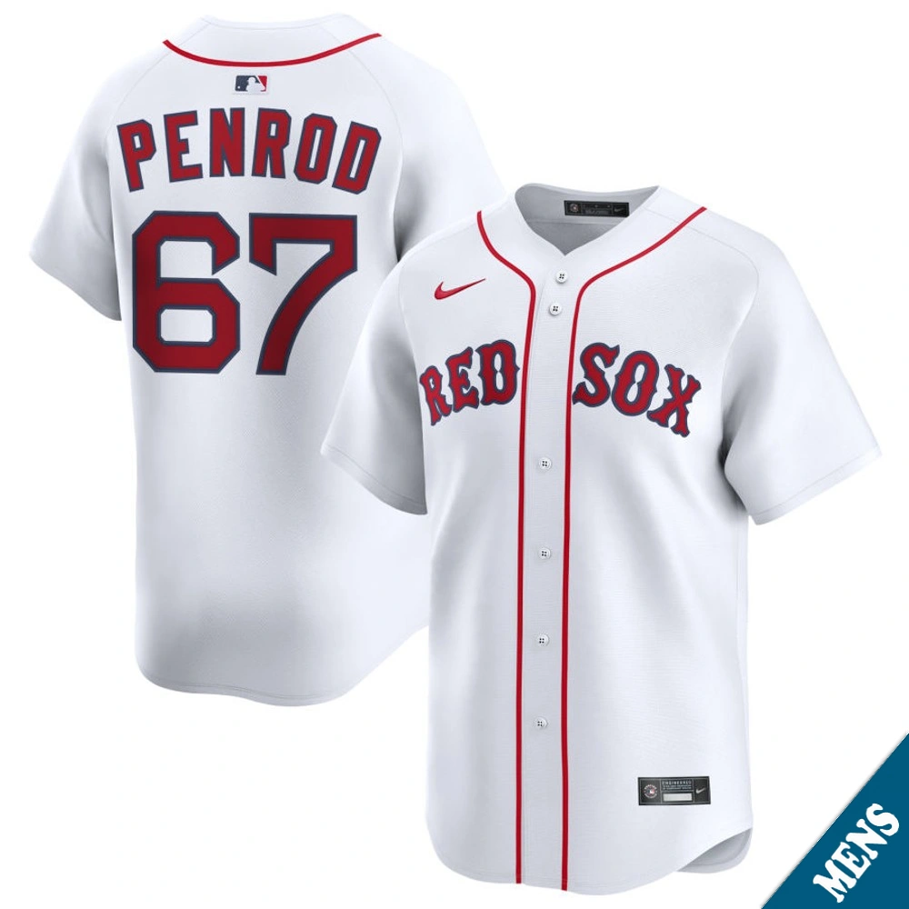 Men's Boston Red Sox Zach Penrod #67 Home White Limited Jersey Men's Boston Red Sox Zach Penrod #67 Home White Limited Jersey