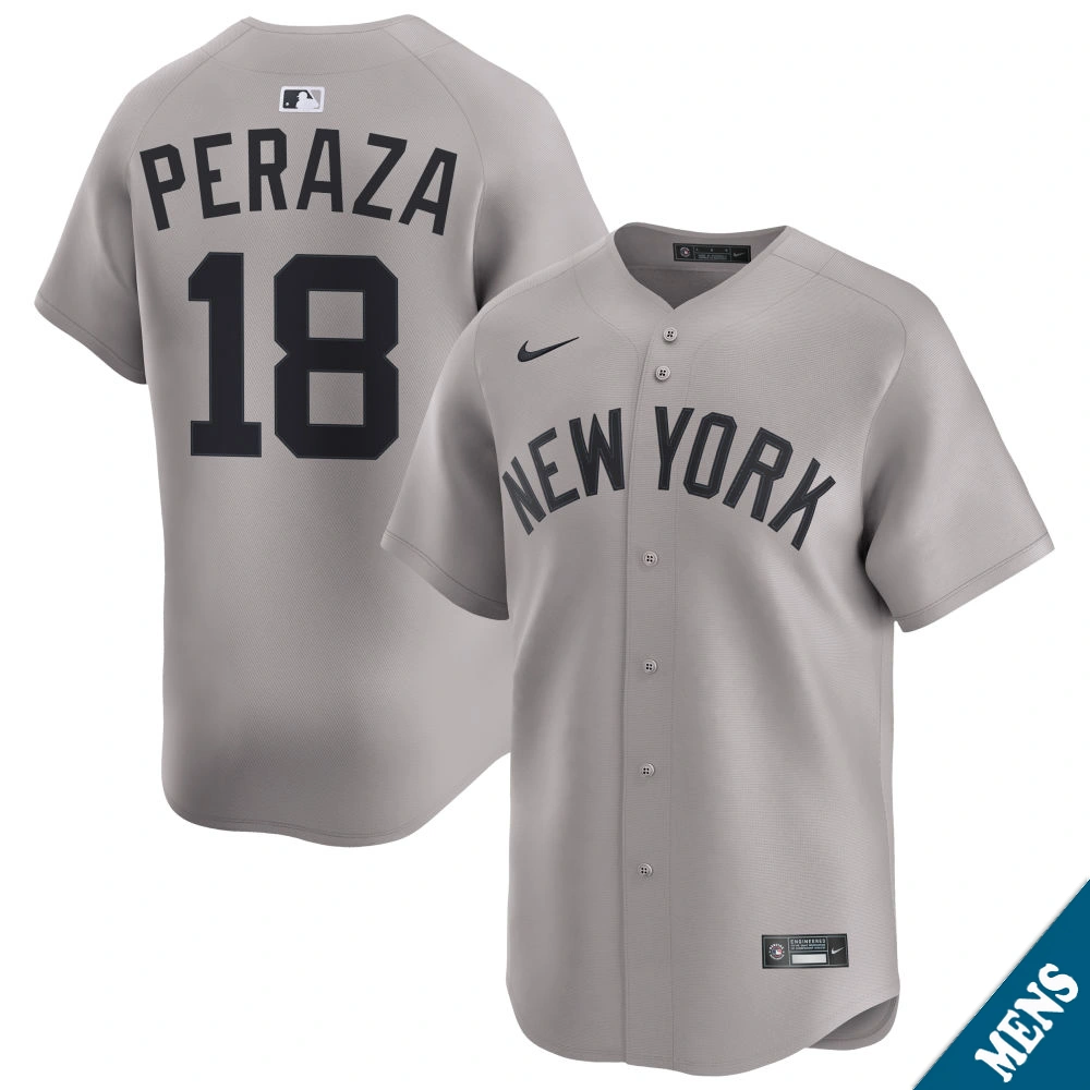 Men's New York Yankees Oswald Peraza #18 Gray Away Limited Jersey