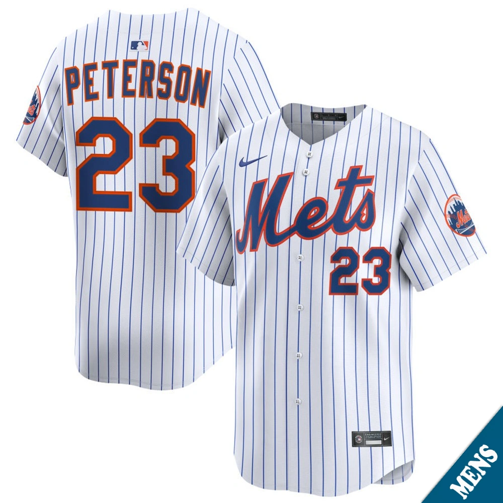 Men's New York Mets David Peterson #23 Home White Limited Jersey