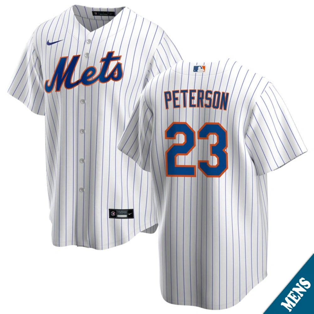 Men's New York Mets David Peterson #23 Home White Replica Jersey