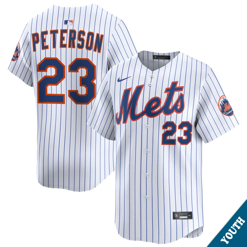 Youth New York Mets David Peterson #23 Home White Limited Jersey