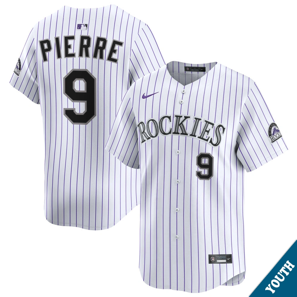 Youth Colorado Rockies Juan Pierre #9 Home White Limited Former Player‌ Jersey