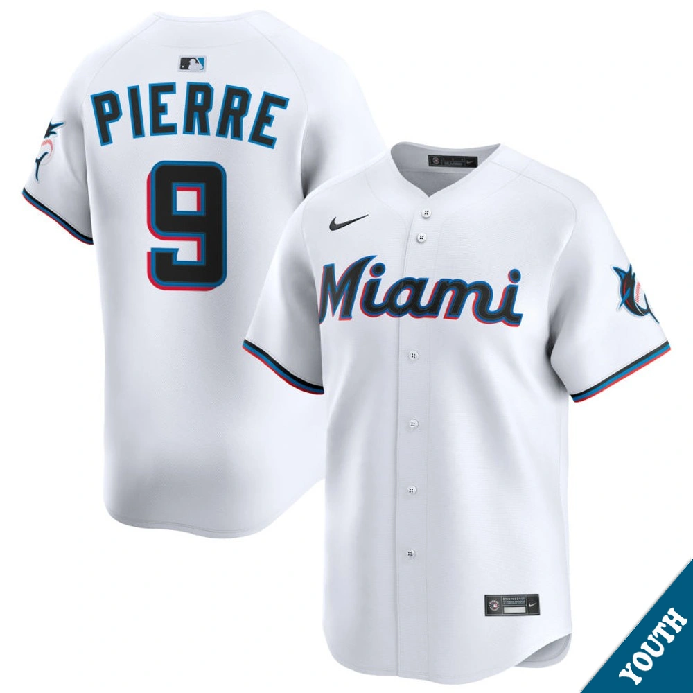 Youth Miami Marlins Juan Pierre #9 Home White Limited Former Player‌ Jersey