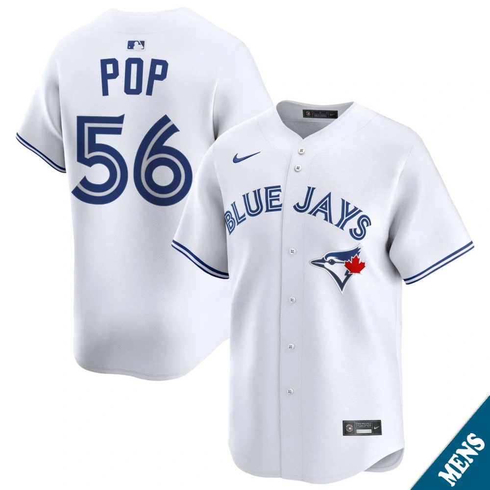 Men's Toronto Blue Jays Zach Pop #56 Home White Limited Jersey
