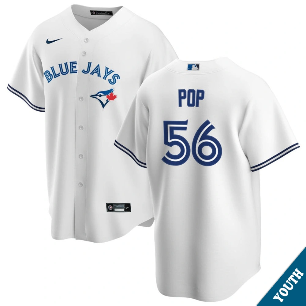 Youth Toronto Blue Jays Zach Pop #56 Home White Replica Jersey