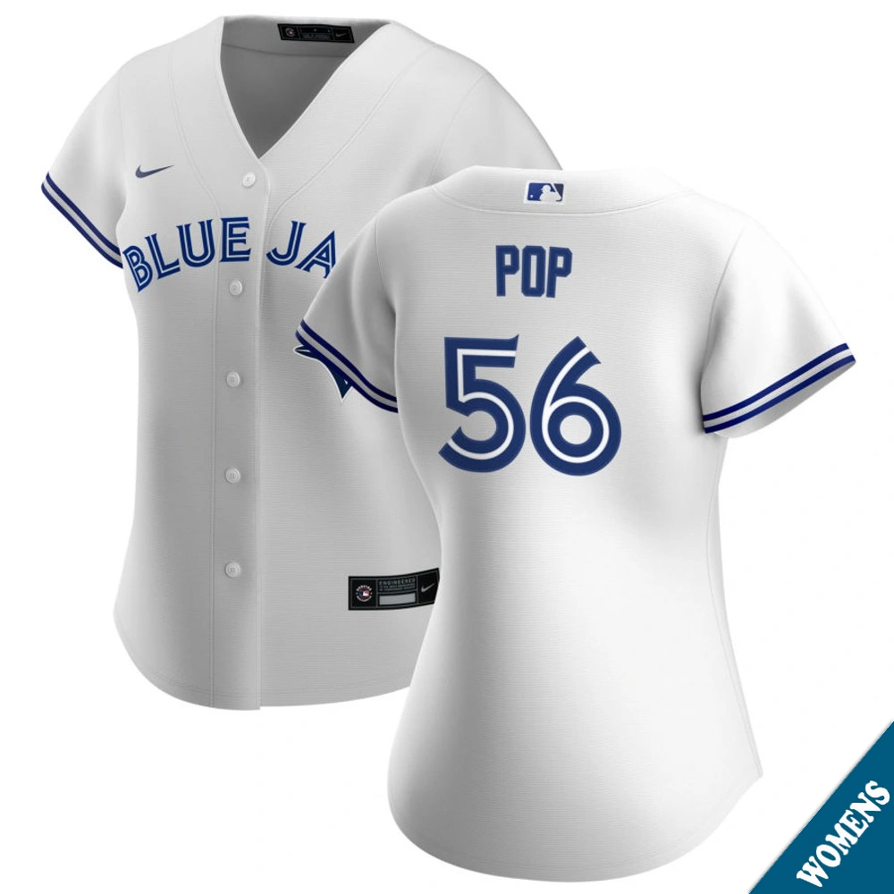 Women's Toronto Blue Jays Zach Pop #56 Home White Replica Jersey