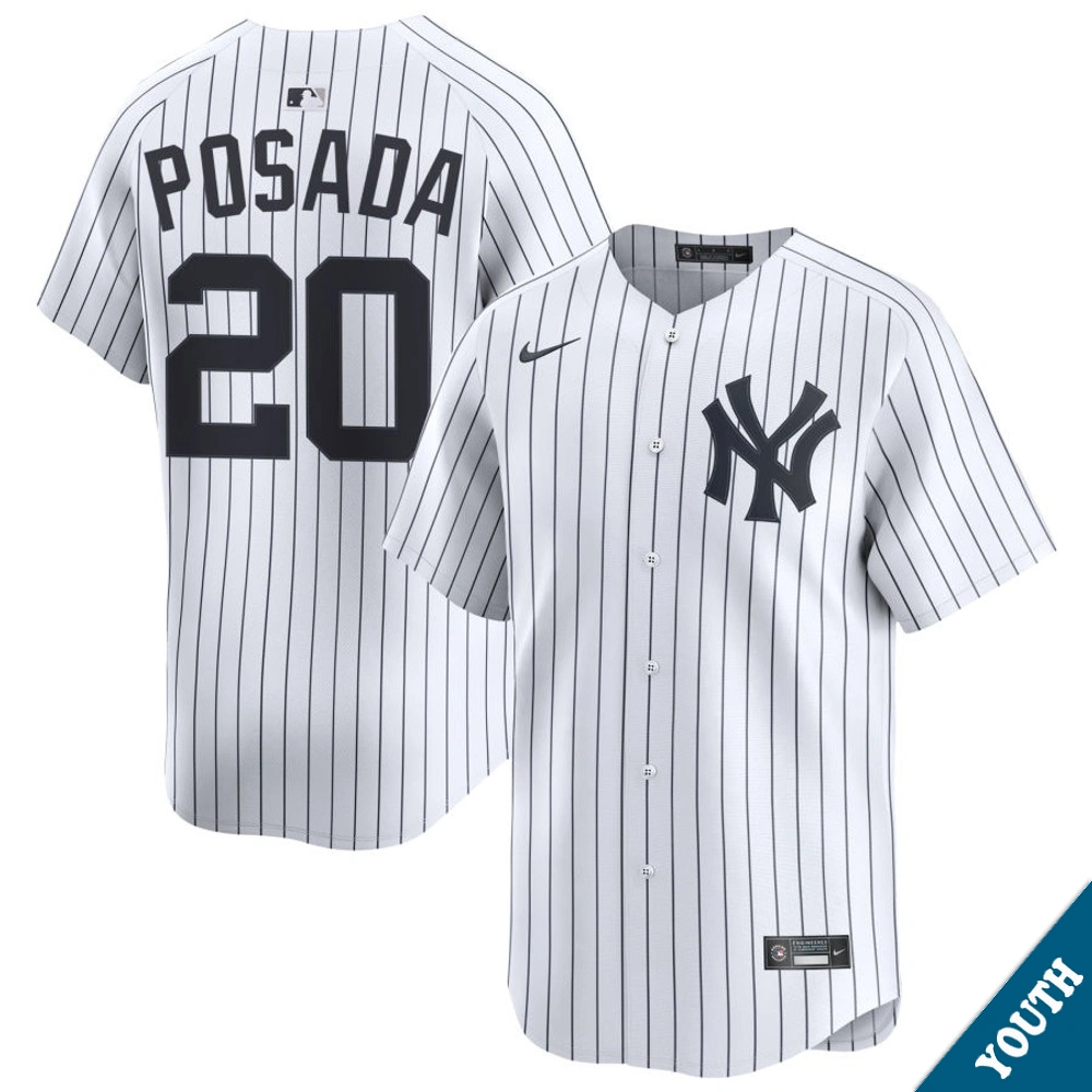 Youth New York Yankees Jorge Posada #20 Home White Limited Former Player‌ Jersey