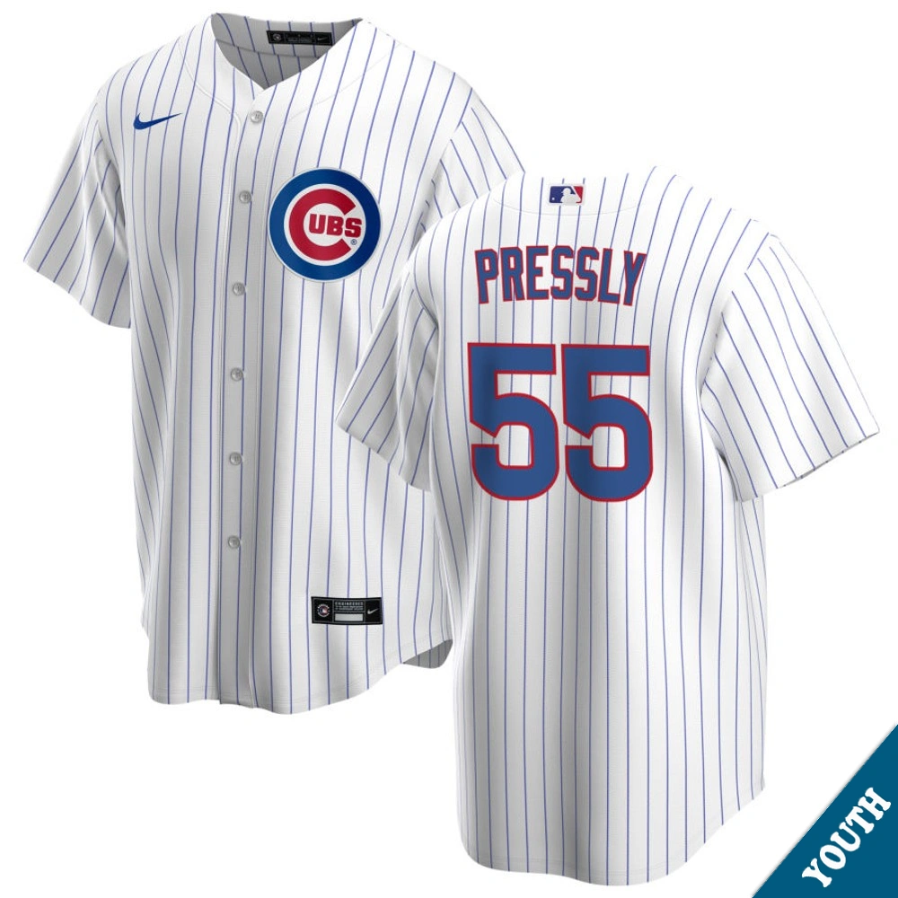 Youth Chicago Cubs Ryan Pressly #55 Home White Replica Jersey