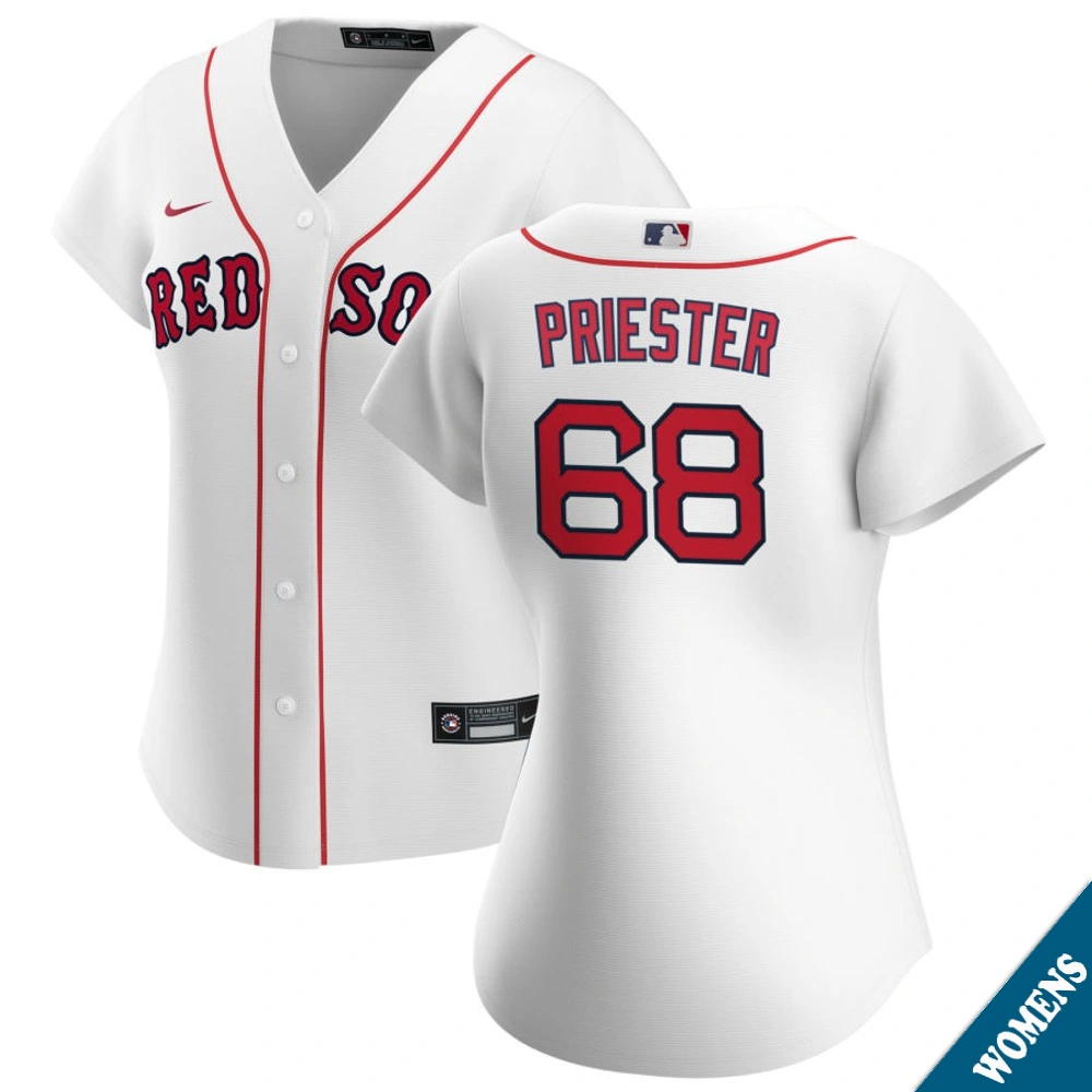 Women's Boston Red Sox Quinn Priester #68 Home White Replica Jersey Women's Boston Red Sox Quinn Priester #68 Home White Replica Jersey