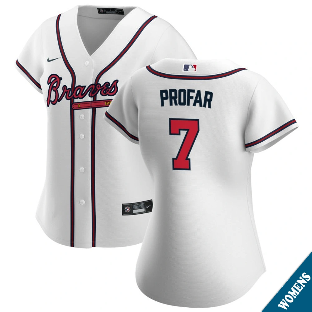 Women's Atlanta Braves Jurickson Profar #7 Home White Replica Jersey