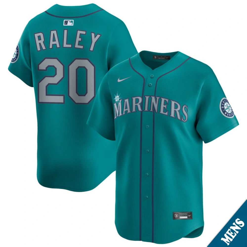 Men's Seattle Mariners Luke Raley #20 Aqua Alternate Limited Jersey