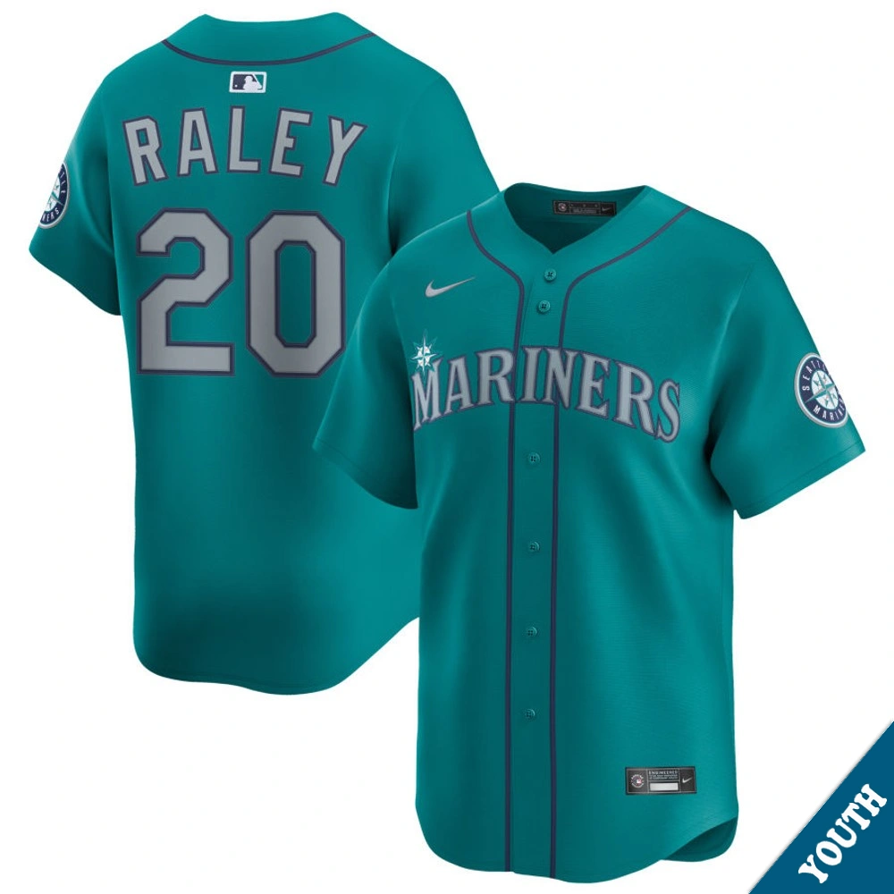 Youth Seattle Mariners Luke Raley #20 Aqua Alternate Limited Jersey