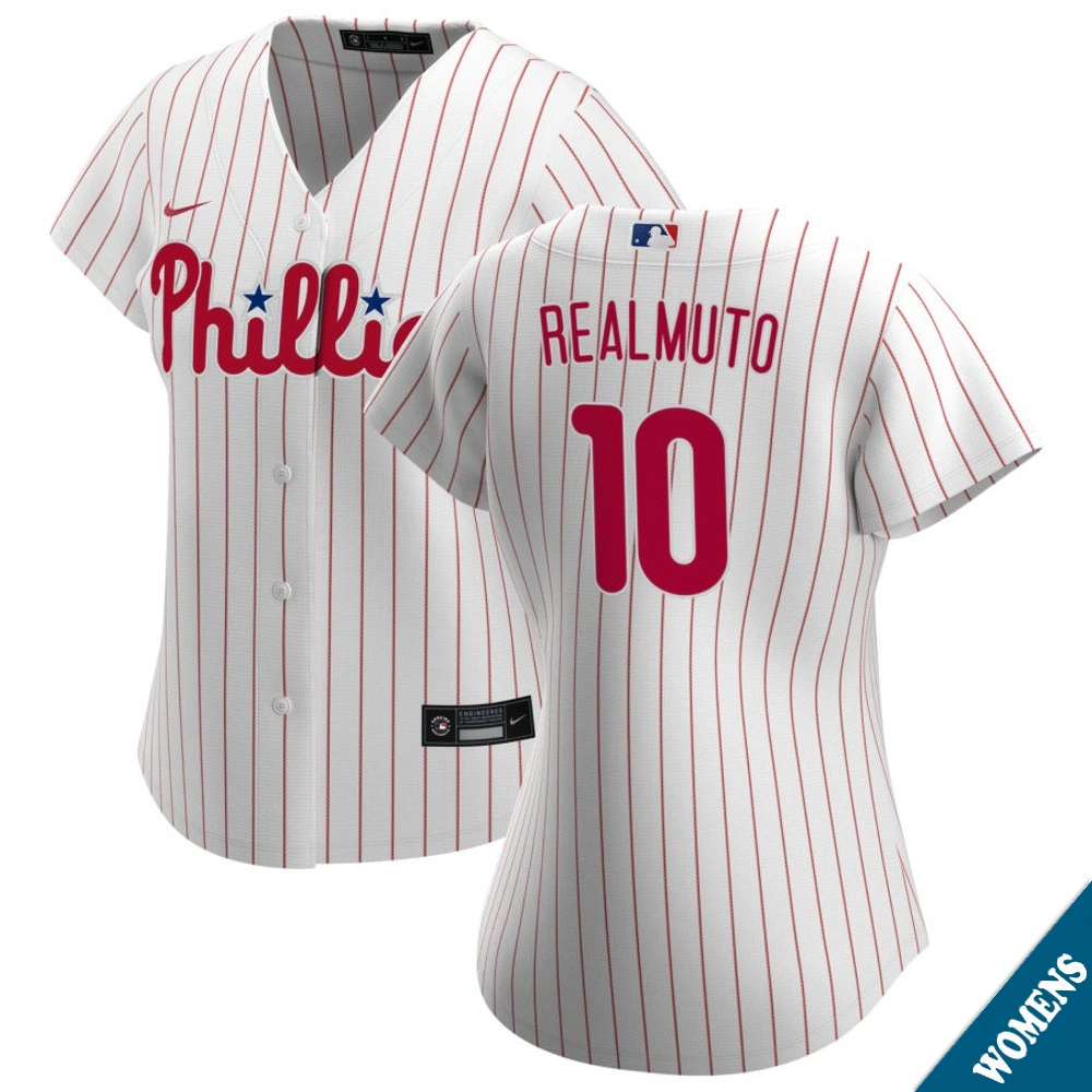 Women's Philadelphia Phillies JT Realmuto #10 Home White Replica Jersey