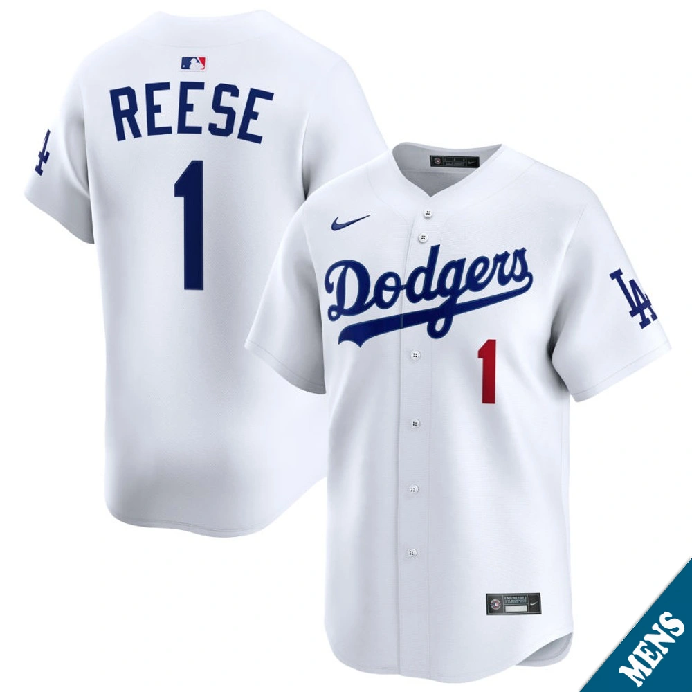 Men's Los Angeles Dodgers Pee Wee Reese #1 Home White Limited Former Player‌ Jersey