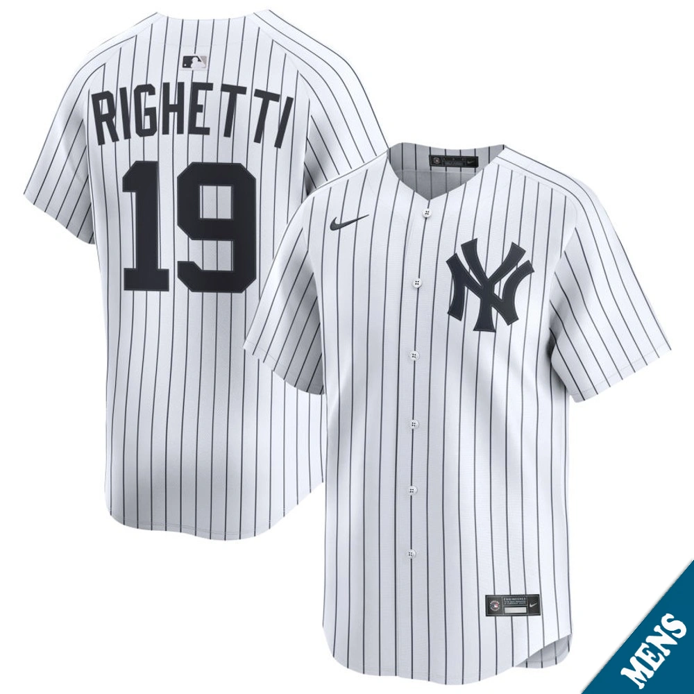 Men's New York Yankees Dave Righetti #19 Home White Limited Former Player‌ Jersey