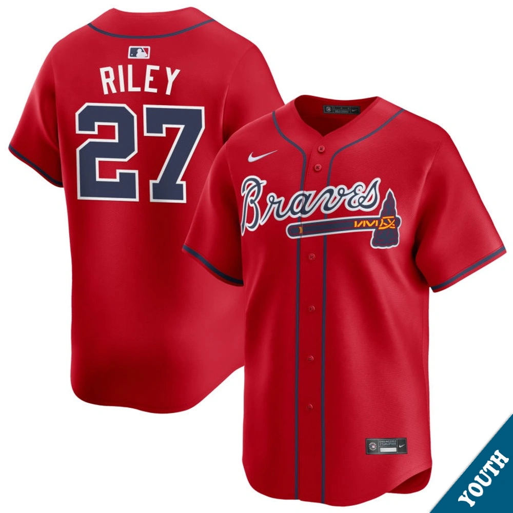 Youth Atlanta Braves Austin Riley #27 Red Alternate Limited Jersey