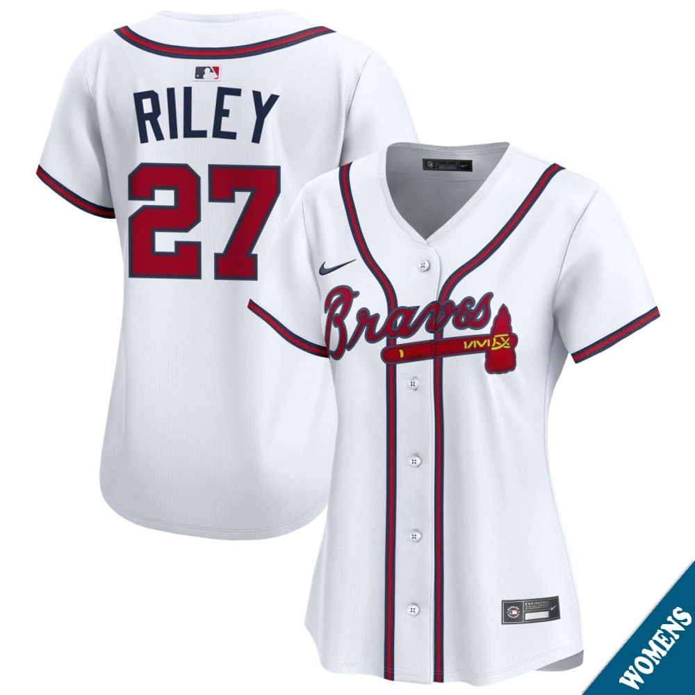 Women's Atlanta Braves Austin Riley #27 Home White Limited Jersey