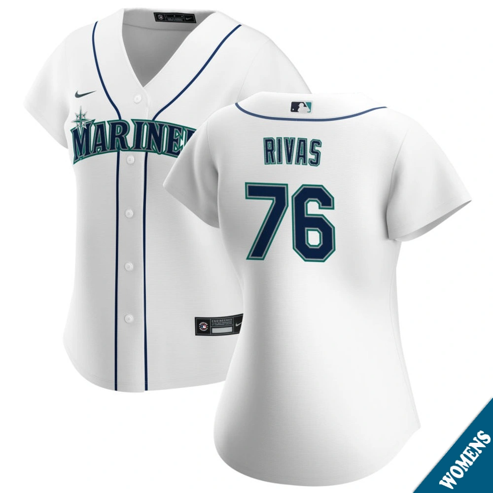 Women's Seattle Mariners Leo Rivas #76 Home White Replica Jersey